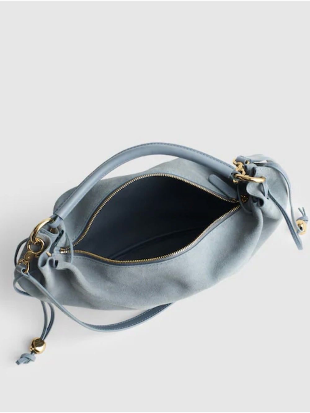 Madewell gathered shoulder bag Soft Suede Hobo Bag in serene Blue - Picture 2 of 12
